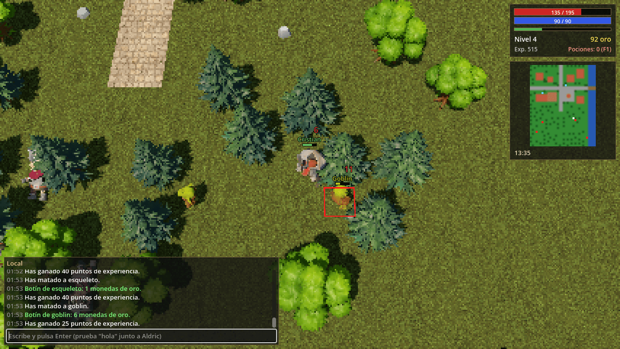 Cazando goblins en los bosques de Alba, a nivel 4.